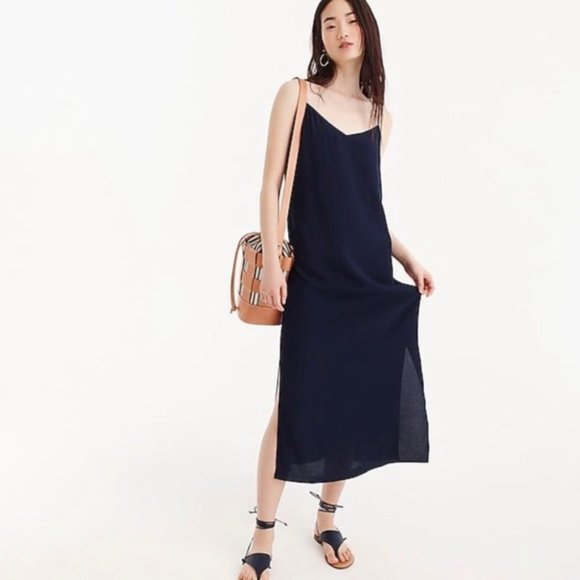 J. Crew Dresses & Skirts - J. Crew Midi Slip Dress in Navy Size 6 NWT